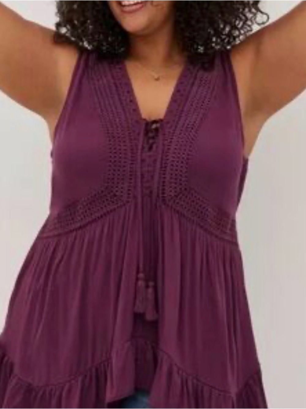 torrid Plum Crochet-Trim Sleeveless Tunic Top